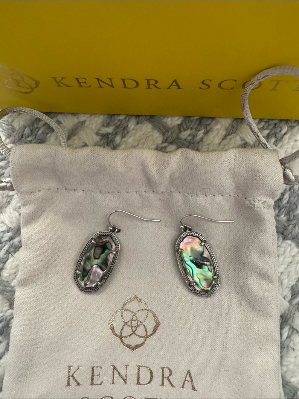 Kendra Scott Abalone Oval Drop Earrings - Iridescent Green silver